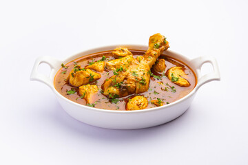 Red Chicken Curry or murgh Masala or korma with prominent Leg Piece
