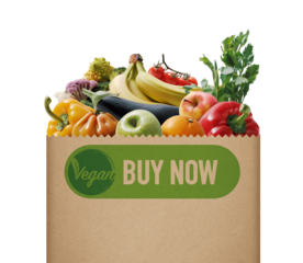 Vegan online shop and fresh vegetables
