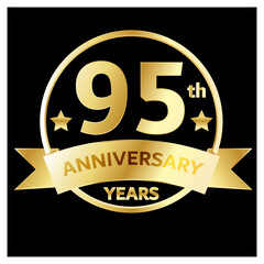 95th years aniversary royal golden design