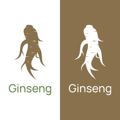 Logo design of natural ginseng herb plant and leaves.Logo for business, herbal,floral.