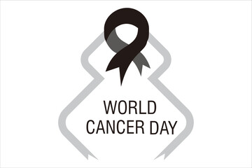 Mworld cancer day grey design, minimalist wcd logo design, design grey vector illustration