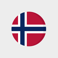 Flat icon flag of Norway in circle symbol isolated on white background. Vector illustration.