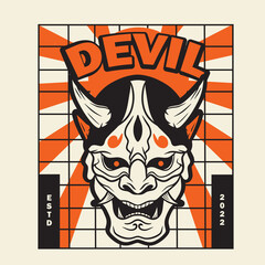 Oni japanese devil mask, Vector illustration	