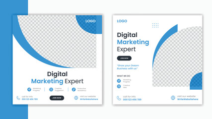 Corporate minimal social media post design, square post template with colorful shape, business social media post layout vector