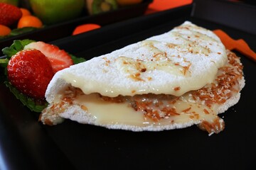 sweet pancake with cream