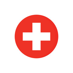 Flat icon flag of Switzerland in circle symbol isolated on white background. Vector illustration.