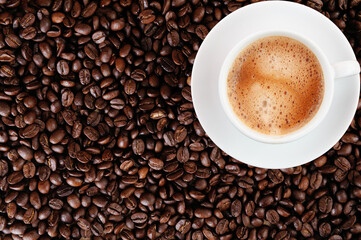 Coffee cup with coffee bean
