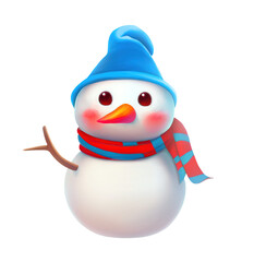 Cute cartoon snowman wearing hat and scarf, illustration cut out