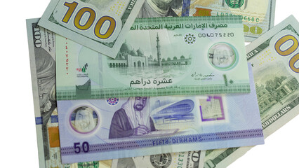 New polymer bank notes of UAE with new US dollar bills