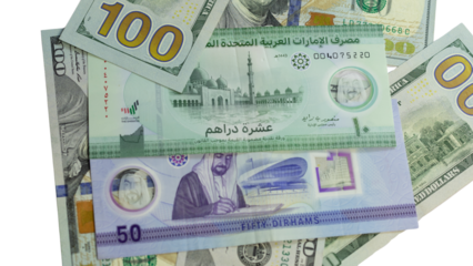 New polymer bank notes of UAE with new US dollar bills