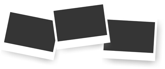 Realisctic retro photo frames. Snapshots on tape. Booth empty teplate for collage