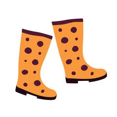 Flat icon rubber boots isolated on white background. Boots for autumn. Vector illustration.