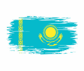 Kazakhstan flag brush grunge background. Vector illustration.