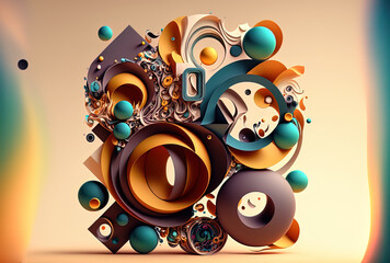 Fototapeta premium Geometry series' energy. Use this artistic backdrop with projects including virtual reality, technology, science, and design. It is made up of abstract forms, colors, and materials. Generative AI