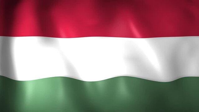 Animation of the Hungary flag. 4K. Hungarian flag flying, 3D flag render animation	