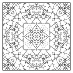 Mandala coloring page for adults. Mandala background. Mandala pattern coloring page. Hand drawn mandala pattern background. Vector black and white coloring page for coloring book.
