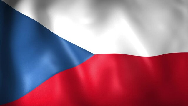 Animation of the Czech flag. 4K. Czechia flag flying, Czech Republic flag render animation	