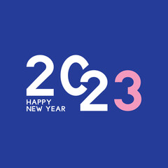 2023 new year greeting card. Typeface number logo design