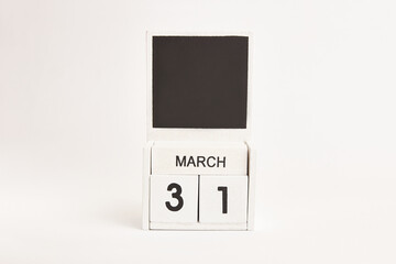 Calendar with date March 31 and space for designers. Illustration for an event of a certain date.