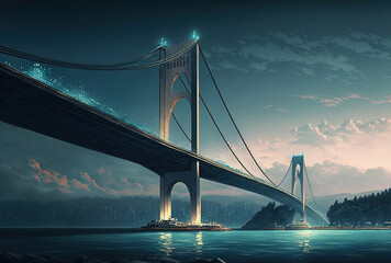 Obraz premium Turkey's Istanbul Bosphorus Bridge. Generative AI