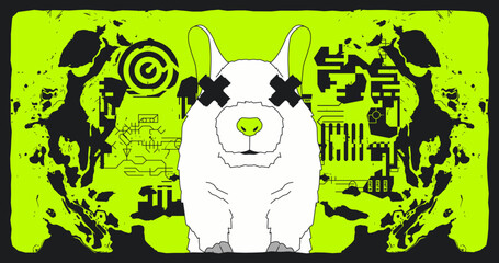 Fashion minimal illustration art. Cute hamster. Trendy trippy design