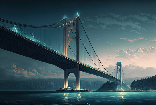 Turkey's Istanbul Bosphorus Bridge. Generative AI