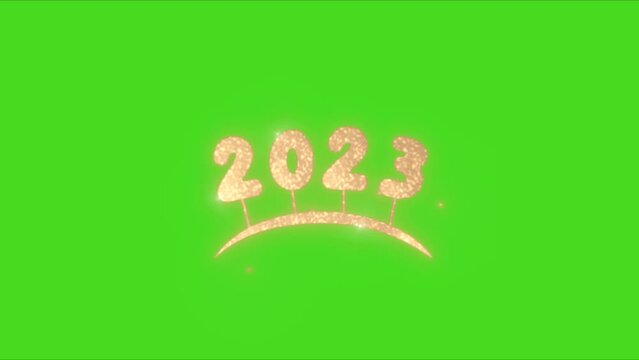 new year of 2023 golden animation text style on green background, 2023 happy new year word style