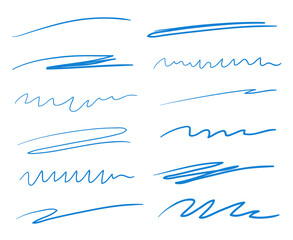 Hand drawn underlines on white. Abstract backgrounds with array of lines. Stroke chaotic patterns. Colorful illustration. Sketchy elements for posters and flyers