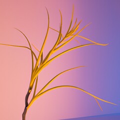 Obraz premium Artistic photo of flashing yellow plant on pink background created with AI