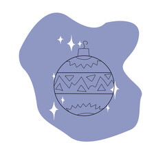 Obraz premium Christmas tree toy thin line icon, Christmas concept, Christmas ball sign on white background