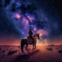 Obraz na płótnie Canvas Cowboy auf Pferd, made by Ai, künstliche Intellignez, Ai-Art