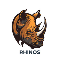 rhino head logo mascot character. rhinoceros wild animal zoo cartoon icon