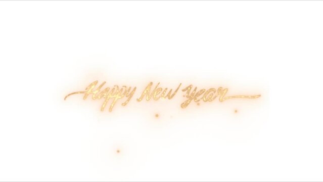 happy new year golden text animation effect, happy new year animation style in golden color on white background