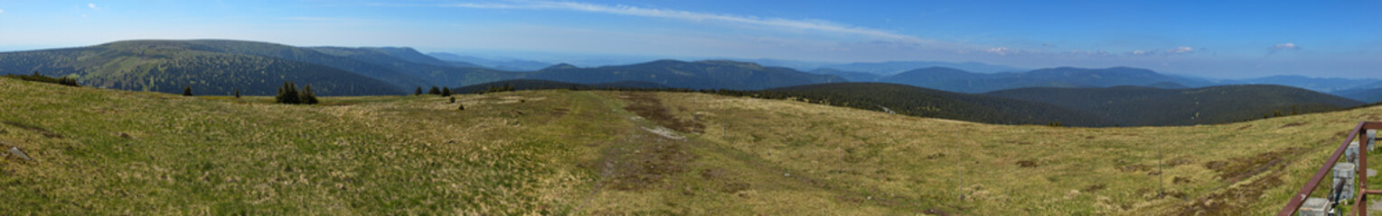 Fototapeta na wymiar Panoramic view from the summit of Praded in High Ash Mountains,Nymburk District,Czech Republic,Europe 