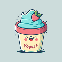 fruit yogurt on cup logo cute mascot ice cream gelato cartoon art design