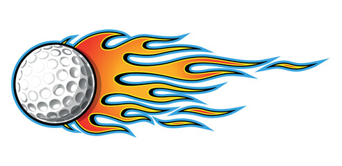 Golf ball in burning fire flame Golf ball vector image car sticker motorcycle decal and sport logo template. © Artoholics
