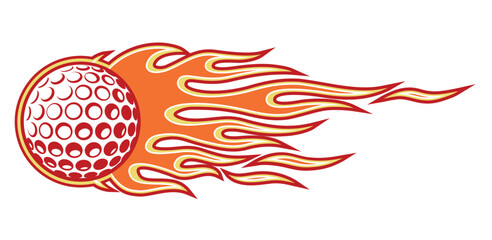 Golf ball vector image with tribal fire flame Golf car sticker motorcycle decal and sport logo template. © Artoholics