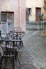 Fototapeta na wymiar Castelsardo, Sardinia, Italy beautiful streets with terrace.