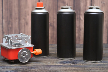 tourist gas cylinders of collet type. burner furnace.