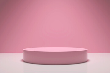 Set of realistic 3D round podium isolated on pastel color background