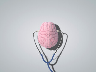Human brain with stethoscope around