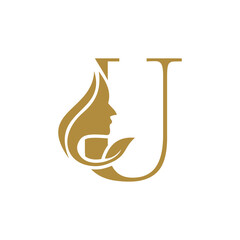 Initial U face beauty logo design templates