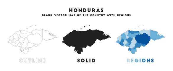 Honduras map. Borders of Honduras for your infographic. Vector country shape. Vector illustration.