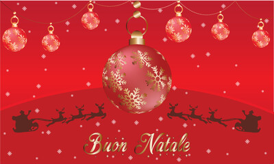 Merry Christmas in Italian, Buon Natale. Vector handwritten lettering cards set.
