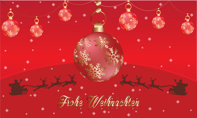 German text Frohe Weihnachten. Christmas typography. Christmas in Belgium, Austria, Liechtenstein, Switzerland. Happy Christmas in Deutschland. Xmas greeting card Weihnachtskarte. Xmas lettering