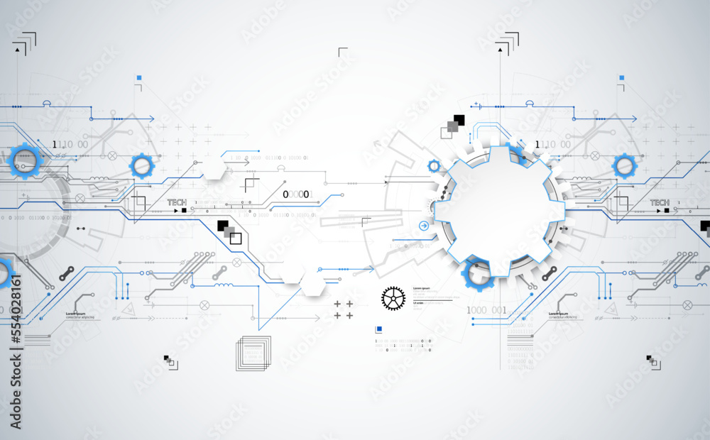 Aufkleber Abstract technology concept. Circuit board, high computer color background. Vector illustration with space for content, web - template, business tech presentation.