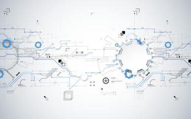 Obraz premium Abstract technology concept. Circuit board, high computer color background. Vector illustration with space for content, web - template, business tech presentation.