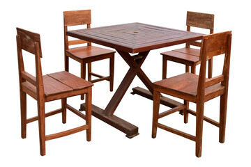 Wooden dining table and chairs.