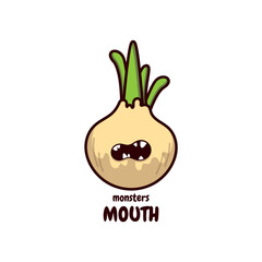 Garlic Vegetable Cartoon Vector Icon Illustration. Food Nature Icon Concept Isolated Premium Vector. Flat Cartoon Style