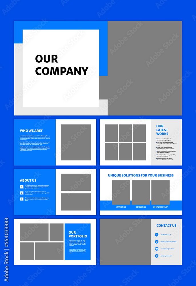 Wall mural set of modern powerpoint presentation template. presentation design, portfolio vector templates with